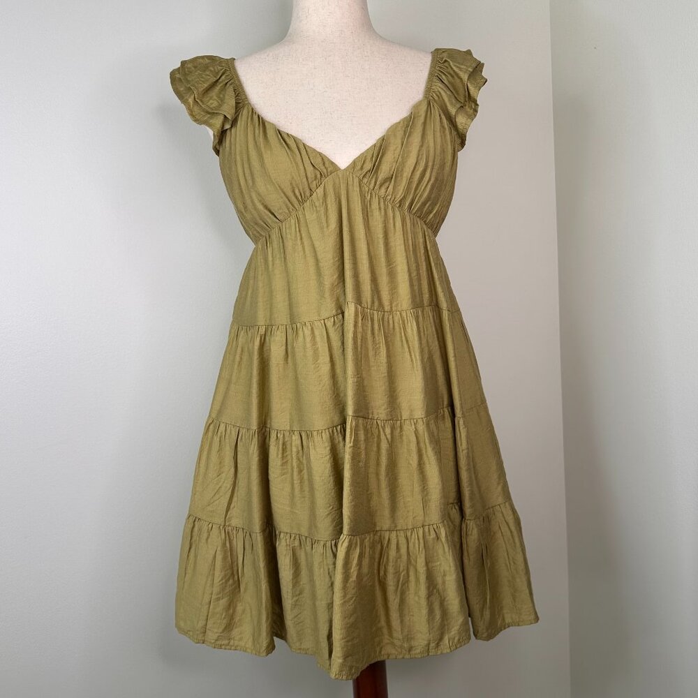 Blu Pepper Women's V-Neck Tiered Babydoll Mini Dress